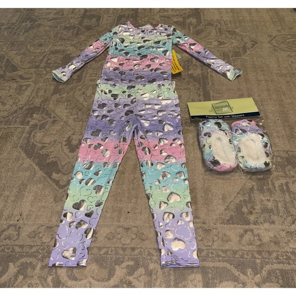Extreme Me Other - Extreme Me Girls Youth Sz 5  3-Piece Pajama Set Multi Hearts Pants‎ Shirt Shoes